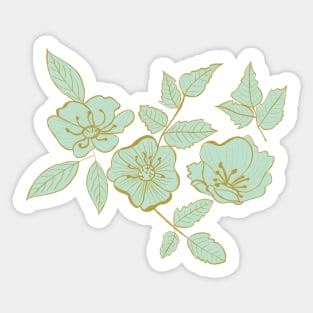 California Wild Rose Mustard and Mint Design Sticker